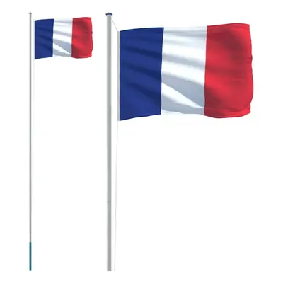 vidaXL France Flag and Pole 6.23 m Aluminium Outdoor Garden Camper Flag Pole