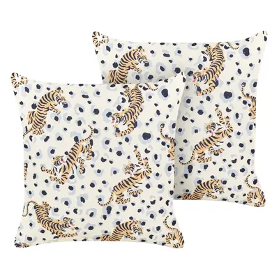 Set of Outdoor Cushions Animal Pattern ARENZANO x cm Beige