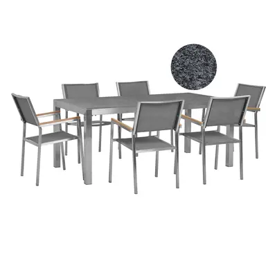 Dining Set for GROSSETO Stone Granite Effect 180x90x76 cm Grey