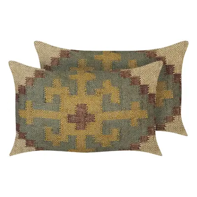 Set of Jute Cushions x cm Multicolour SARON