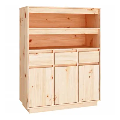 (natural) vidaXL Solid Wood Pine Highboard Indoor Wooden Cabinet Shelf Multi Colours