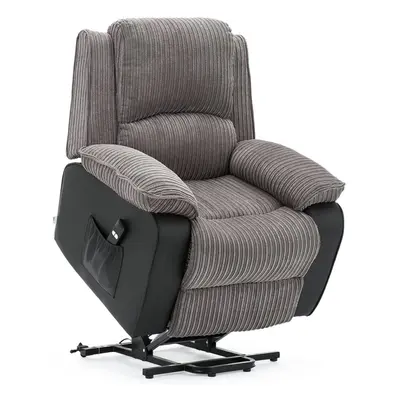 (Grey) Postana Jumbo Cord Fabric Rise Recliner Armchair Electric Reclining Chair