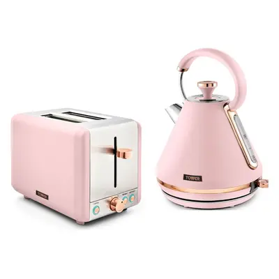 Tower Cavaletto Pyramid Kettle & Slice Toaster Set Pink & Rose Gold