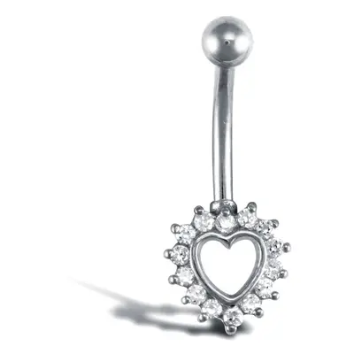 Jewelco London Ladies 9ct White Gold White Round Brilliant Cubic Zirconia Love Heart Banana Bell