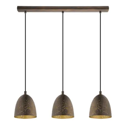 Hanging Ceiling Pendant Light Brown & Gold Pattern 3x 60W E27 Kitchen Island