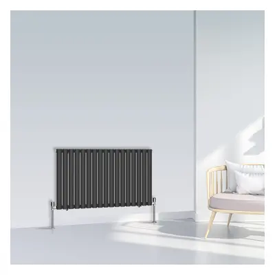 (600x1003mm Single, Black) NRG Oval Column Designer Radiator Horizontal Vertical Central Heating