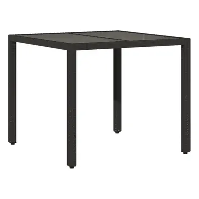 (black, x x cm) vidaXL Garden Table with Wooden Top Coffee Table Outdoor End Table Poly Rattan