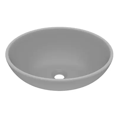 vidaXL Luxury Basin Oval-shaped Matt Light Grey Ceramic Bathroom Vanity Sink