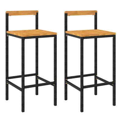 (black, x x cm/ pcs) vidaXL Bar Stools Pub Stool Bar Chair Grey Poly Rattan and Solid Wood Acaci