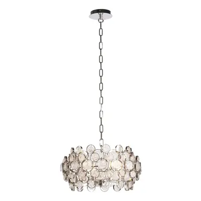 Ceiling Pendant Light Bright Nickel Plate & Clear Glass x 40W E14