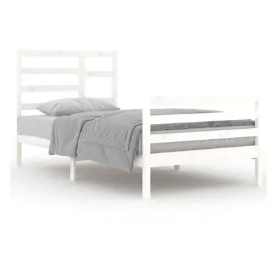 (white, x cm) vidaXL Bed Frame Bed Base Bedstead Bedroom Mattress Foundation Solid Wood