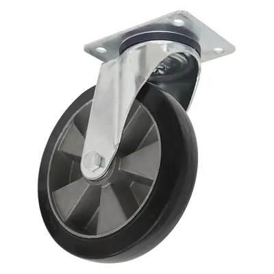 200mm Heavy Duty Swivel Castor Wheel - 50mm Tread - Rubber with Aluminium Core