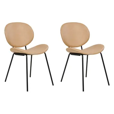 Set of Dining Chairs LUANA Faux Leather Sand Beige