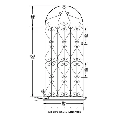 (914mm GAP X 1830mm High Galvanised) Regent Scroll Tall Garden Gates galvanised metal