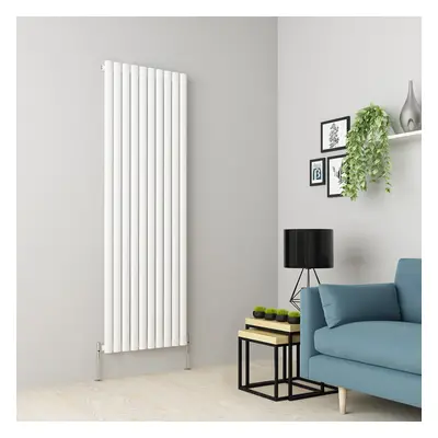 (1800 x 591mm Single, White) Oval Tube Designer Radiator