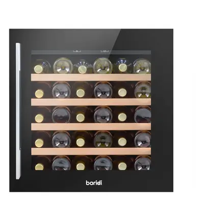 Baridi 60cm Built-In Bottle Wine Cooler with Beech Wood Shelves, Black - DH206