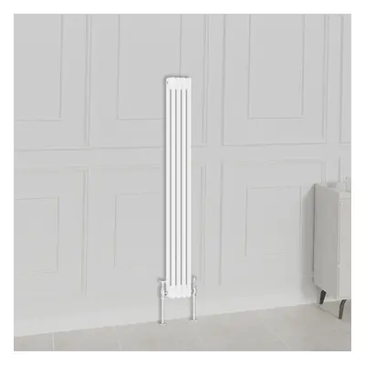 (1500x200mm-2 Column, White) NRG Traditional Radiator Horizontal Vertical Cast Iron Style Double