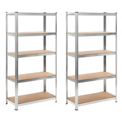 vidaXL 2x Storage Shelves Silver Workshop Garage Organiser Display Stand Unit