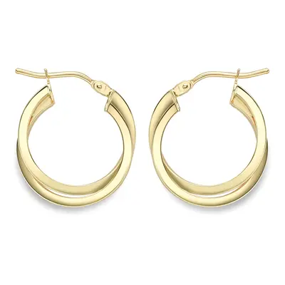 Jewelco London 9ct Yellow Gold Square Tube Horseshoe C-Shape Hoop Earrings - ERNR02386