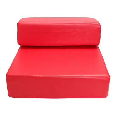 (Red) Pet Steps Stairs Ramp Ladder Leather Cover Folding Sofa Bed