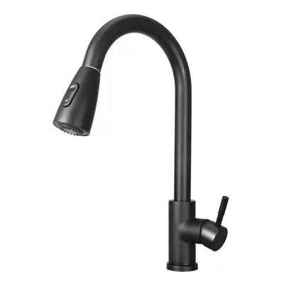 (Black) Stainless Steel Kitchen Sink Faucet with Pull Out Sprayer High-Arc Single Handle