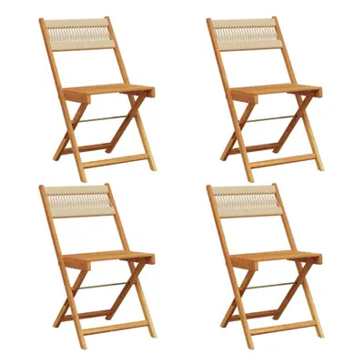 (beige, pcs) vidaXL Bistro Chairs Outdoor Dining Chair Solid Wood Acacia and Polypropylene