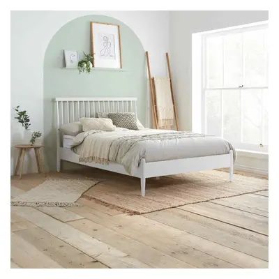 White Single Bed Frame Oak Birlea Malmo 3FT 90cm Bedstead Scandia Spindle