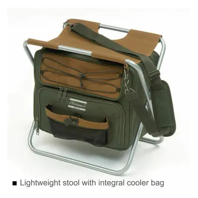 Shakespeare Folding Stool With Cooler Bag?For Fishing?Cap.100 Kg?Brown/Green