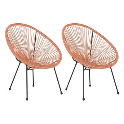 Set of Garden Chairs ACAPULCO II PE Rattan Orange