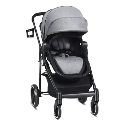 Folding Baby Pushchair Wheels Stroller with Canopy & Reversible Seat