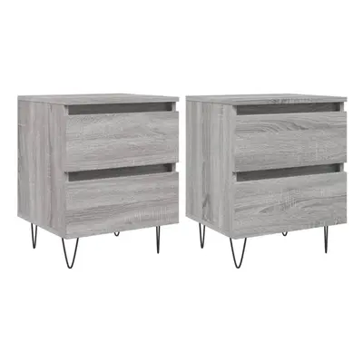 (grey sonoma, pcs) vidaXL Bedside Cabinets Side Table Nightstand pcs Sonoma Oak Engineered Wood