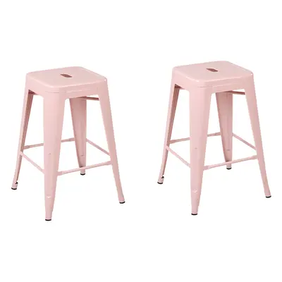 Set of Bar Stools CABRILLO Metal Pink