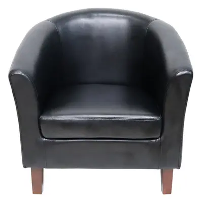 (Black) Faux Leather Tub Chair In Black Brown Cream or Red