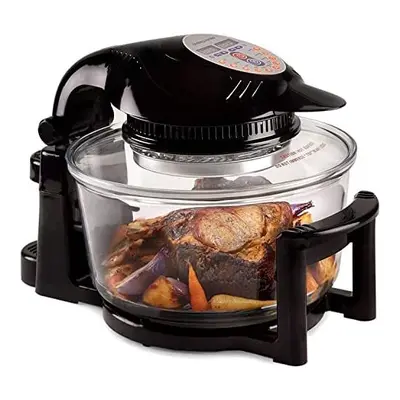 Andrew James - Litre Black 1400W Digital Halogen Oven Cooker With Hinged Lid | Full Accessories 