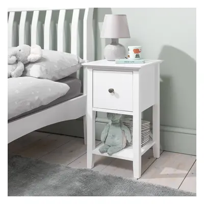 Asora Bedside Table with Drawer in Classic White