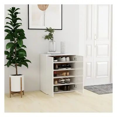 vidaXL Shoe Cabinet High Gloss White Engineered Wood Shoe Organiser Cabinet