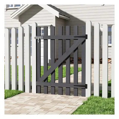 (90*120cm) Grey Flower Garden Vegetable Garden Wood Fence Gate Backyard Pedestrian Gate with Lat