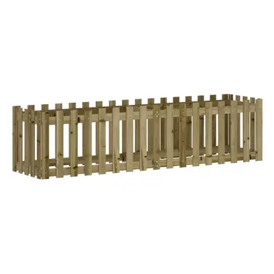 (natural impregnated, x x cm) vidaXL Garden Raised Bed with Fence Design Outdoor Planter Solid W