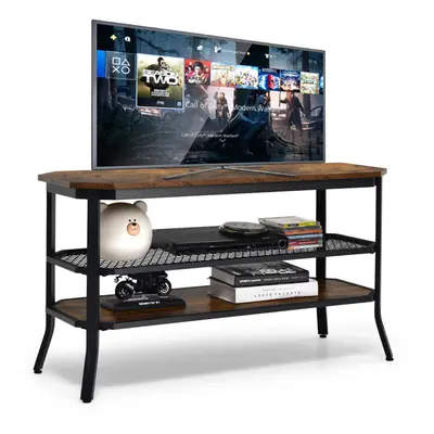 3-Tier TV Stand for TV up to Inch Industrial Wooden Console Table