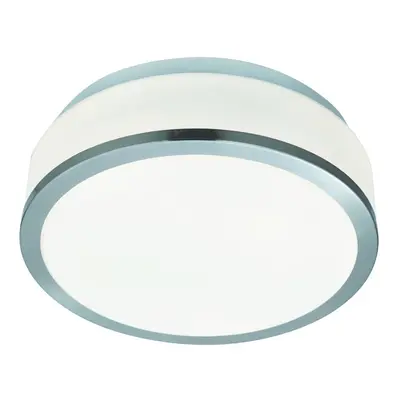 Bathroom Ceiling Light With Opal Glass And Satin Trim IP44