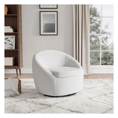 White Upholstered Swivel Chair Single Sofa