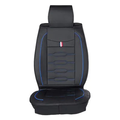 (Black Blue) Universal Car Seat Cover PU Leather Front Rear Cushion Accessories Seat Protect