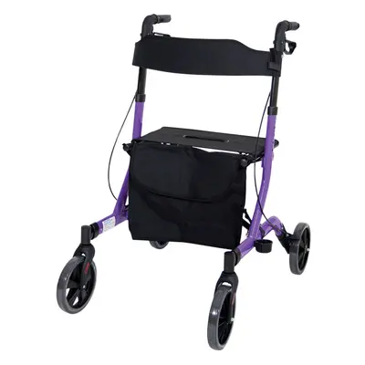 Purple Deluxe Ultra Lightweight Aluminium Wheeled Rollator Foldable Walker