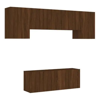 (brown oak) vidaXL TV Wall Units Piece Floating TV Wall Unit TV Stand Engineered Wood