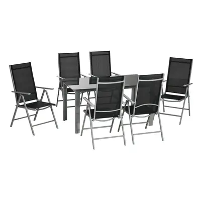 Outsunny Piece Garden Dining Set, Outdoor Table and Chair, Aluminium, Black