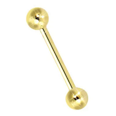 Jewelco London Unisex Solid 18ct Yellow Gold 1.1mm Gauge Barbell Body Bar Tongue Piercing, 22mm 