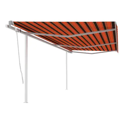 Manual Retractable Awning with Posts 6x3 m Orange and Brown