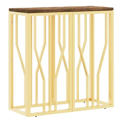 vidaXL Console Table Side Table Gold Stainless Steel and Solid Wood Reclaimed