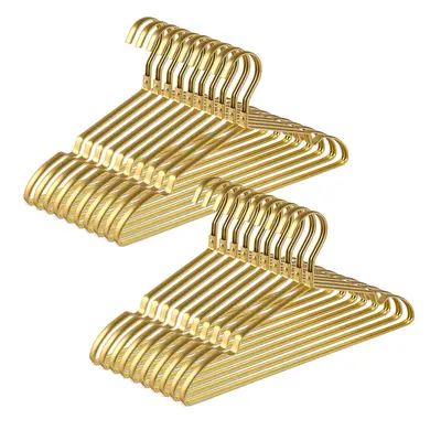 (Gold 20pcs) 42cm Premium Matte Gold Aluminum Clothes Hangers 20pcs, Ultra Smooth and Durable Me