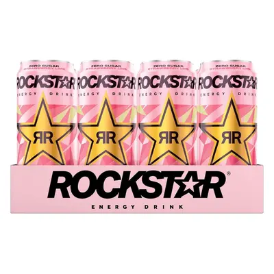 (Pack Of 24) Rockstar Energy Drink Strawberry & Lime 500ml